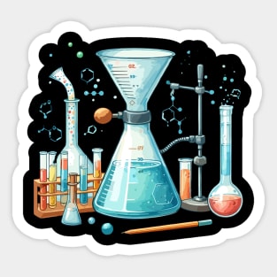 Chemistry Lab Funnel Beakers Sticker